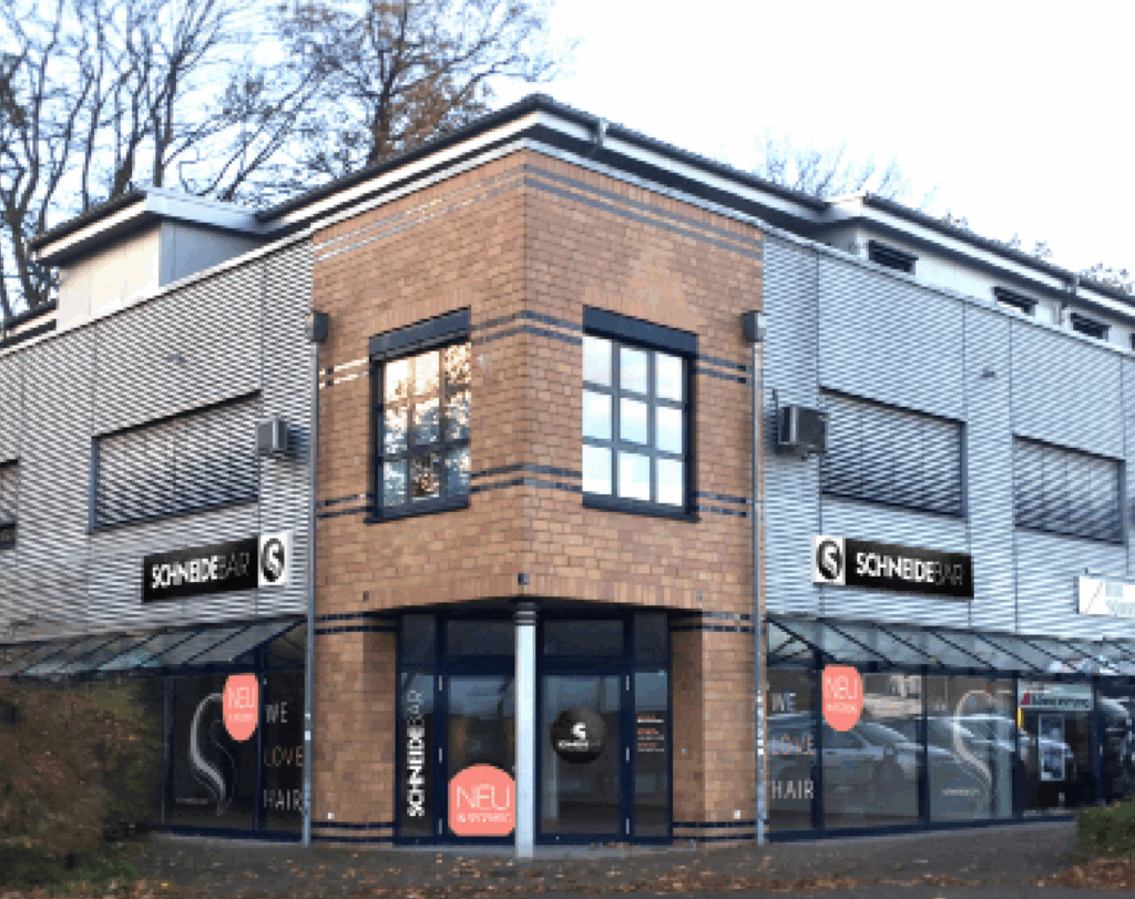 Firmensitz Außenfassade Frisörsalon Schneidebar