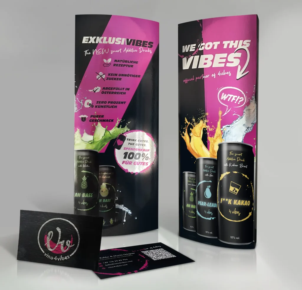 Vino4Vibes Visitenkarte und Aufstellkarte