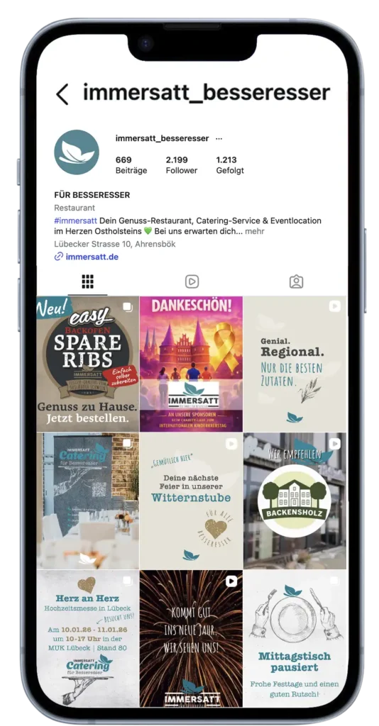 Instagram Profil Immersatt-Besseresser auf einem Iphone-Display
